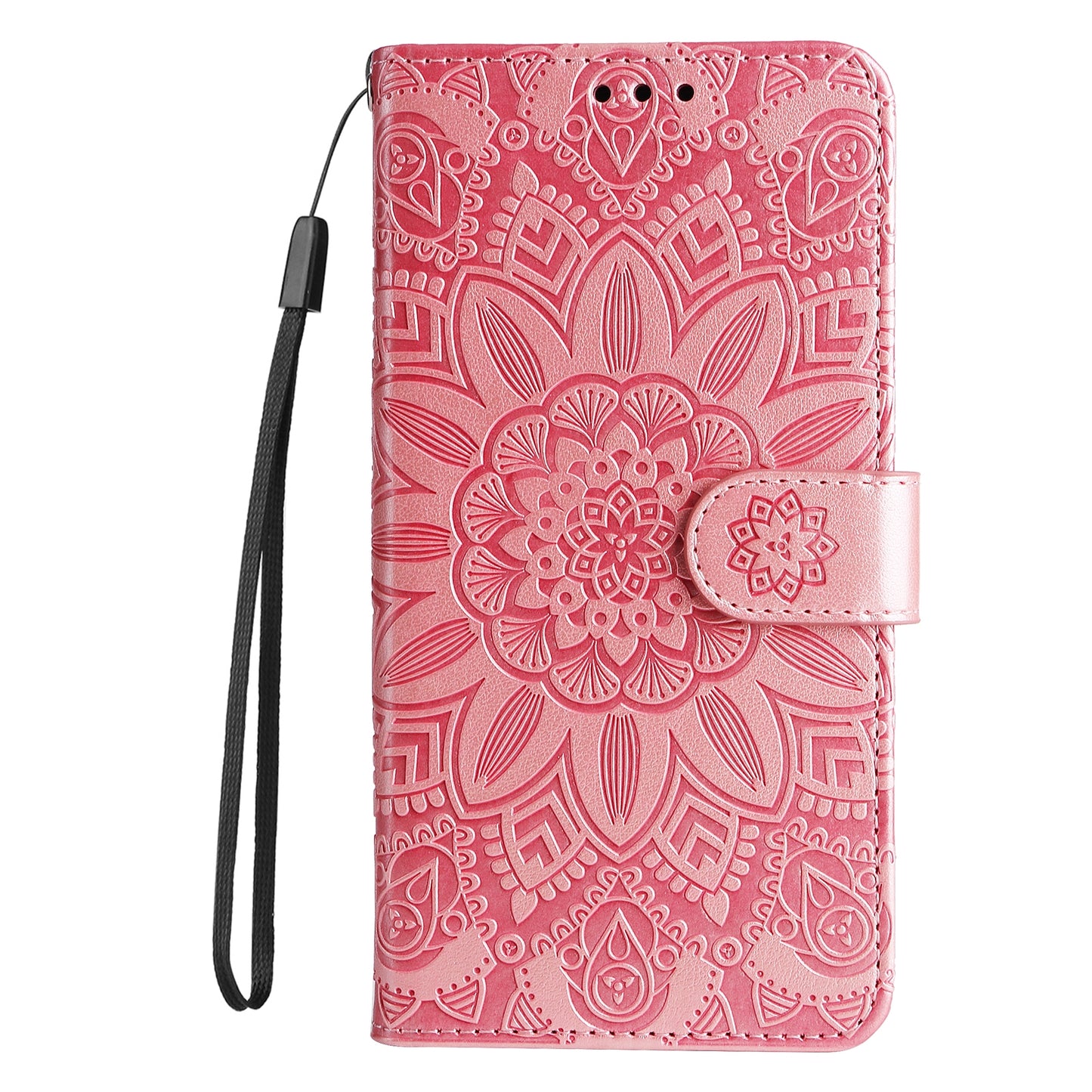 vivo Y16 Sunflower Embossed Leather Wallet Phone Case with Kickstand and Card Holder