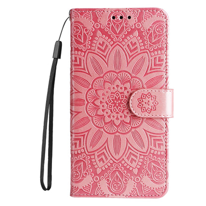 vivo Y22s Sunflower Embossed Leather Wallet Phone Case with Kickstand and Card Holder