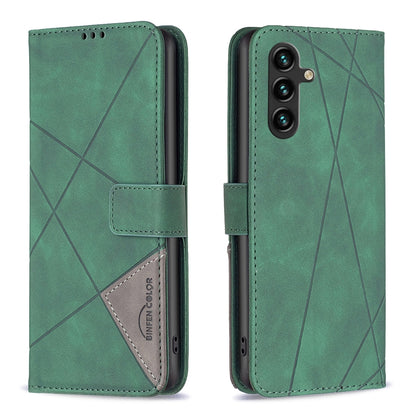 Samsung Galaxy A14 5G Rhombus Texture Leather Phone Case with Magnetic Buckle and Card Holder