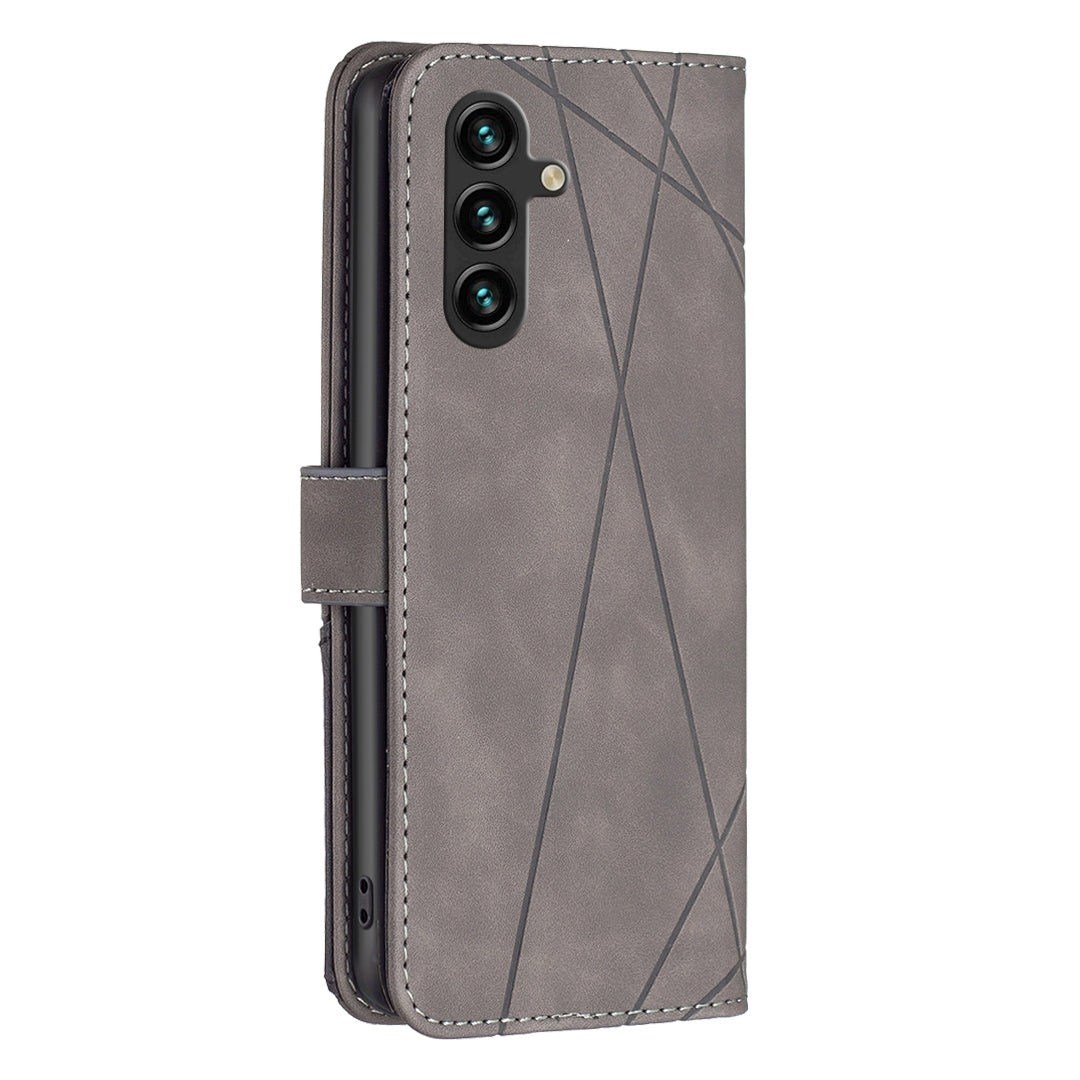 Samsung Galaxy A14 5G Rhombus Texture Leather Phone Case with Magnetic Buckle and Card Holder