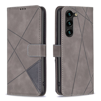 Samsung Galaxy S23+ 5G Rhombus Texture Leather Phone Case with Magnetic Buckle and Card Holder