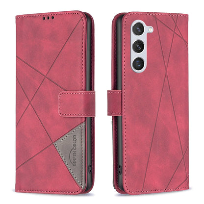 Samsung Galaxy S23 5G Rhombus Texture Leather Phone Case with Magnetic Buckle and Card Holder