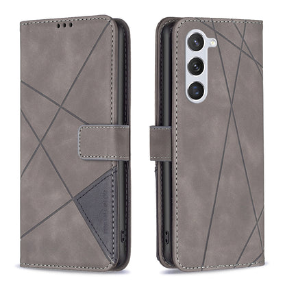 Samsung Galaxy S23 5G Rhombus Texture Leather Phone Case with Magnetic Buckle and Card Holder