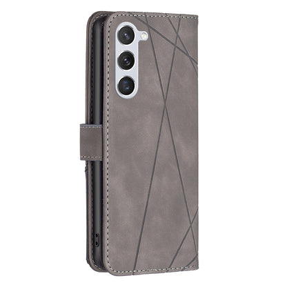 Samsung Galaxy S23 5G Rhombus Texture Leather Phone Case with Magnetic Buckle and Card Holder