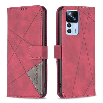 Xiaomi 12T Pro Rhombus Texture Leather Phone Case with Magnetic Buckle and Card Holder