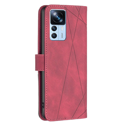 Xiaomi Redmi K50 Ultra Rhombus Texture Leather Phone Case with Magnetic Buckle and Card Holder