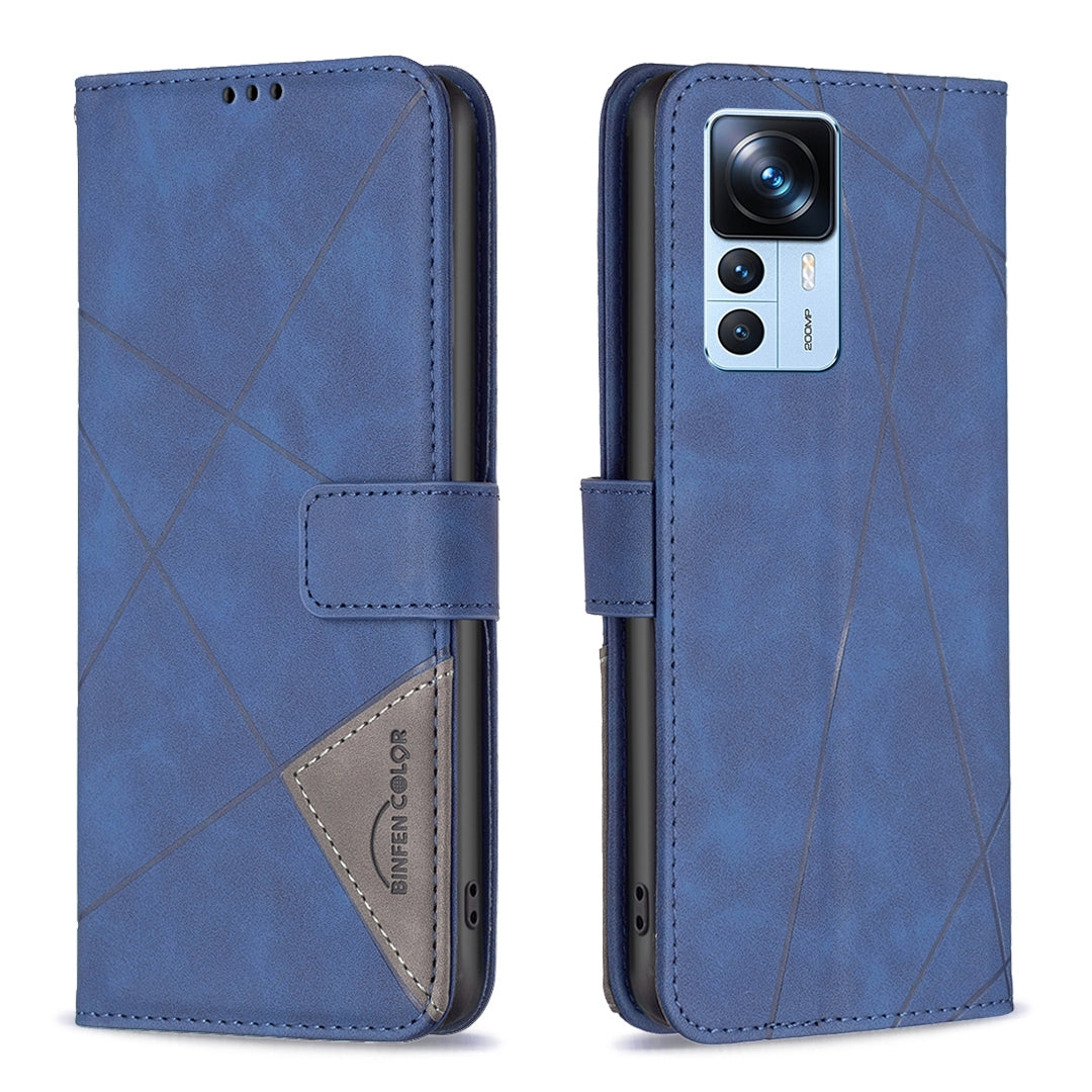 Xiaomi 12T Rhombus Texture Leather Phone Case with Magnetic Buckle and Card Holder