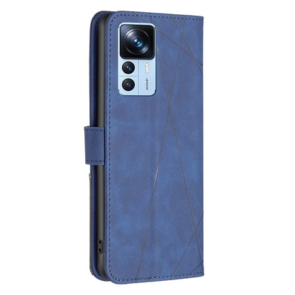 Xiaomi 12T Pro Rhombus Texture Leather Phone Case with Magnetic Buckle and Card Holder