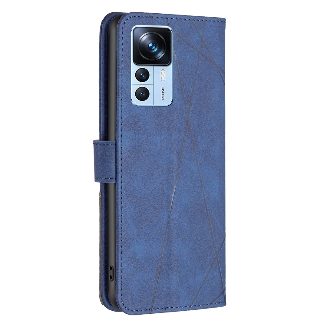 Xiaomi Redmi K50 Ultra Rhombus Texture Leather Phone Case with Magnetic Buckle and Card Holder