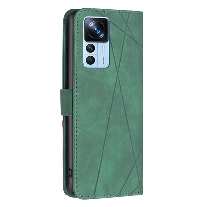 Xiaomi Redmi K50 Ultra Rhombus Texture Leather Phone Case with Magnetic Buckle and Card Holder