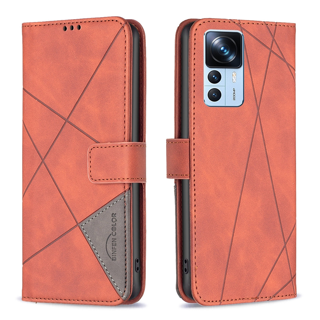 Xiaomi 12T Rhombus Texture Leather Phone Case with Magnetic Buckle and Card Holder