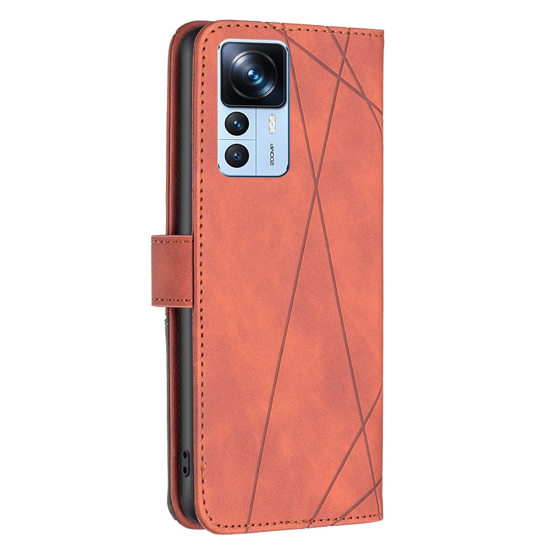 Xiaomi Redmi K50 Ultra Rhombus Texture Leather Phone Case with Magnetic Buckle and Card Holder