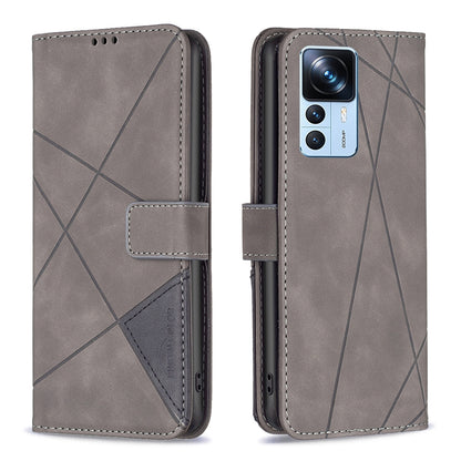 Xiaomi 12T Rhombus Texture Leather Phone Case with Magnetic Buckle and Card Holder