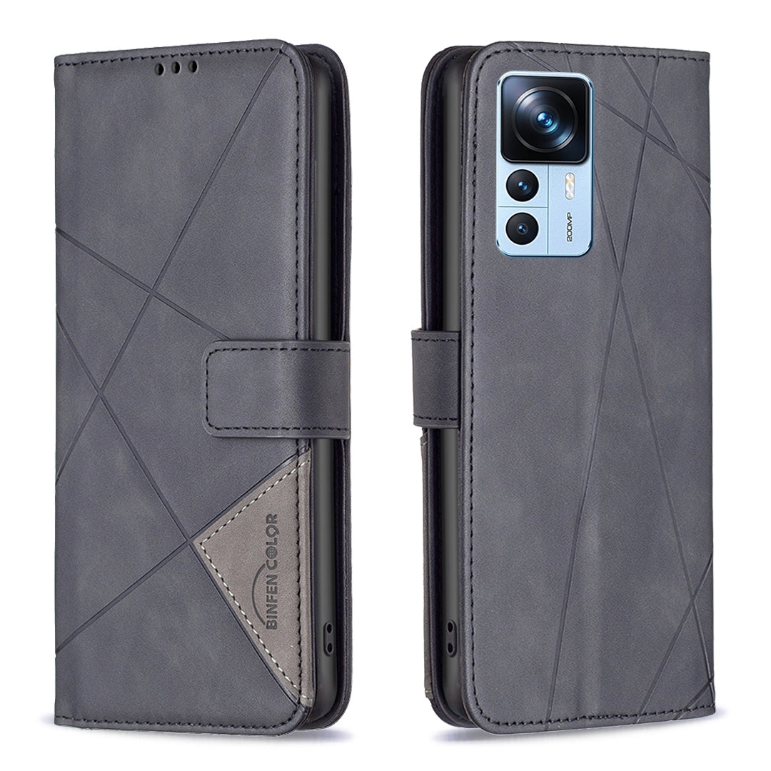 Xiaomi 12T Rhombus Texture Leather Phone Case with Magnetic Buckle and Card Holder