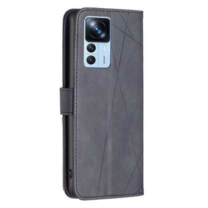 Xiaomi 12T Rhombus Texture Leather Phone Case with Magnetic Buckle and Card Holder