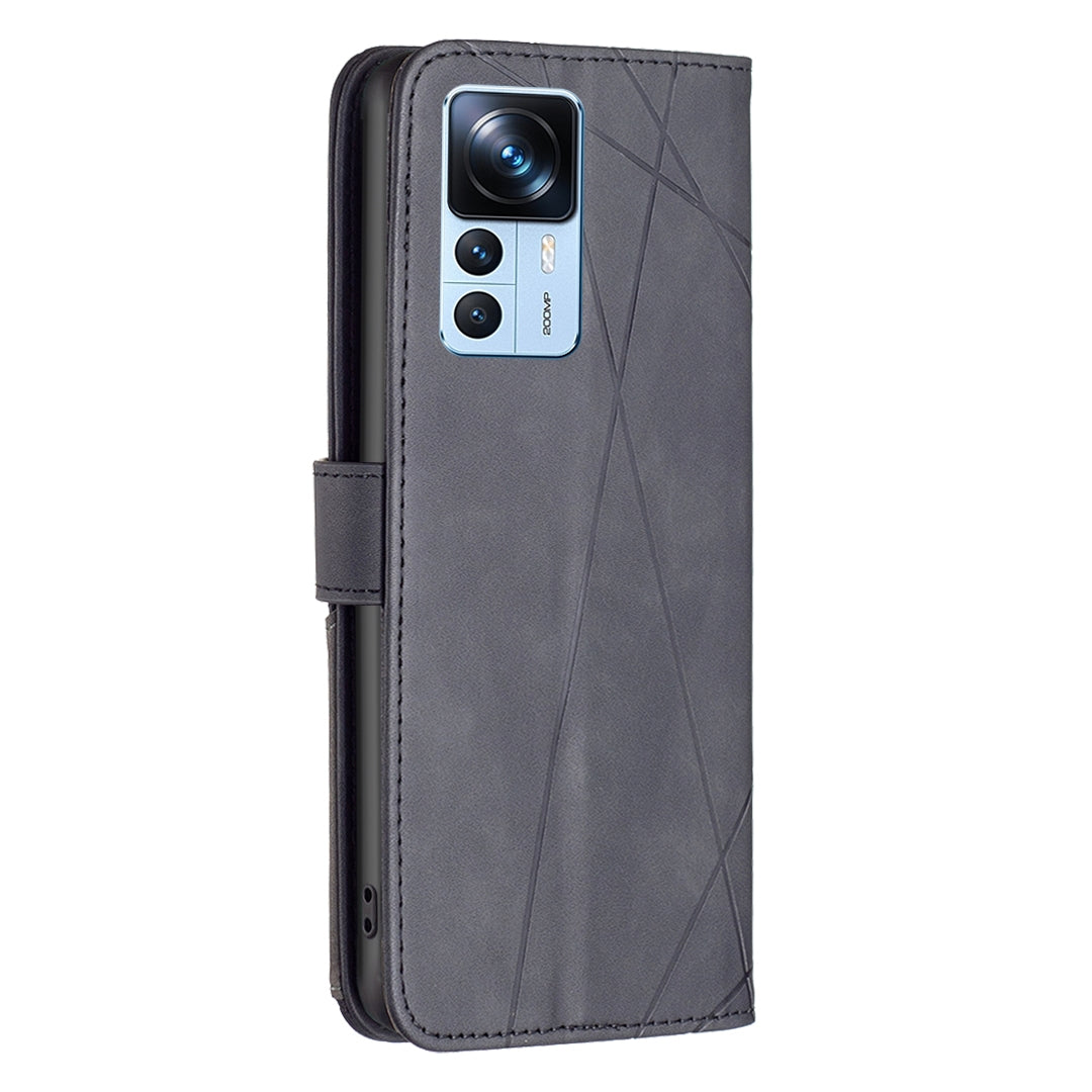 Xiaomi Redmi K50 Ultra Rhombus Texture Leather Phone Case with Magnetic Buckle and Card Holder