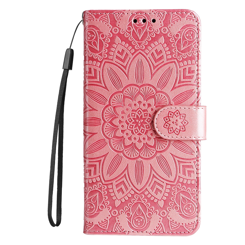 Xiaomi Redmi A1 4G Sunflower Embossed Leather Wallet Phone Case with Kickstand and Card Holder