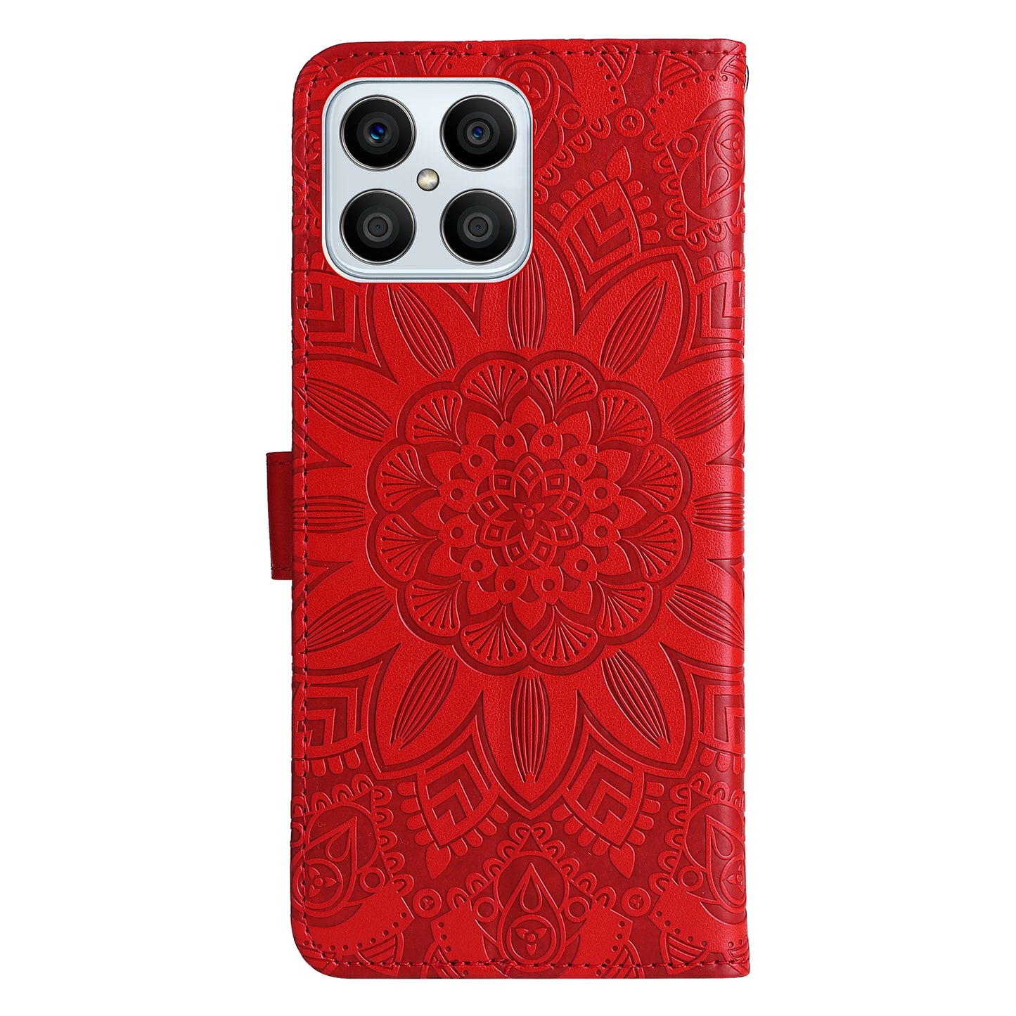 Honor X8 5G Sunflower Embossed Leather Wallet Phone Case with Kickstand and Card Holder