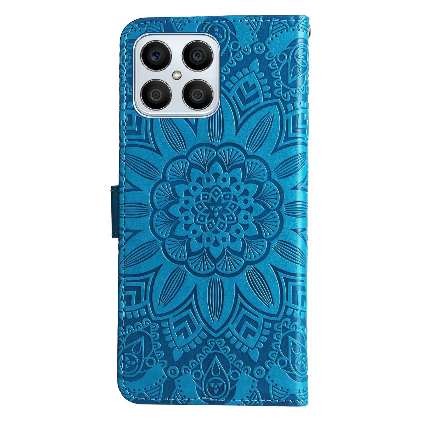 Honor X8 5G Sunflower Embossed Leather Wallet Phone Case with Kickstand and Card Holder