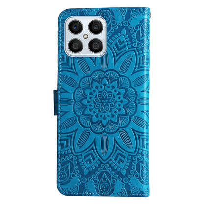 Honor X8 5G Sunflower Embossed Leather Wallet Phone Case with Kickstand and Card Holder