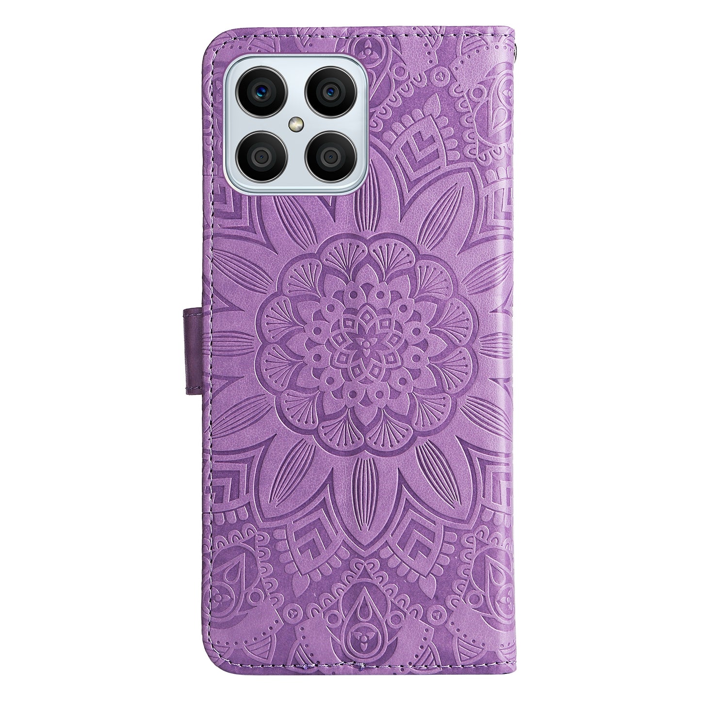 Honor X8 5G Sunflower Embossed Leather Wallet Phone Case with Kickstand and Card Holder