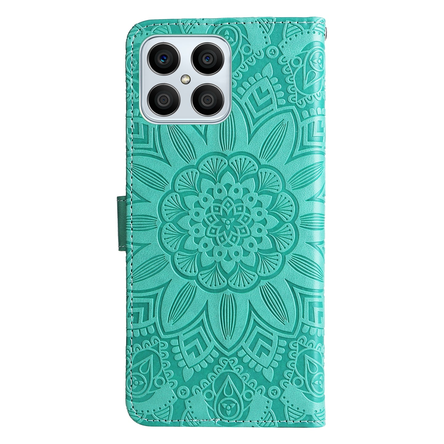 Honor X8 5G Sunflower Embossed Leather Wallet Phone Case with Kickstand and Card Holder