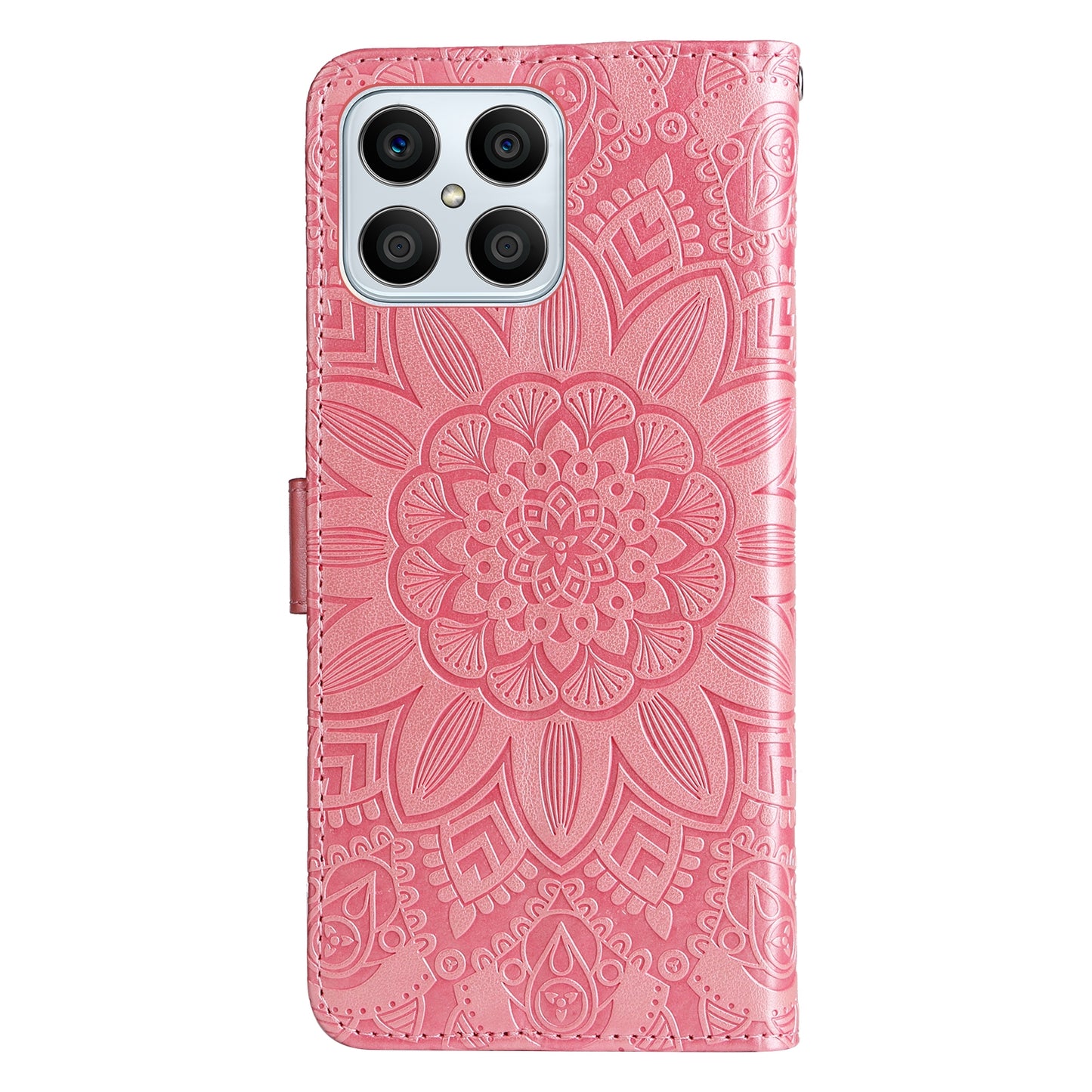 Honor X8 5G Sunflower Embossed Leather Wallet Phone Case with Kickstand and Card Holder