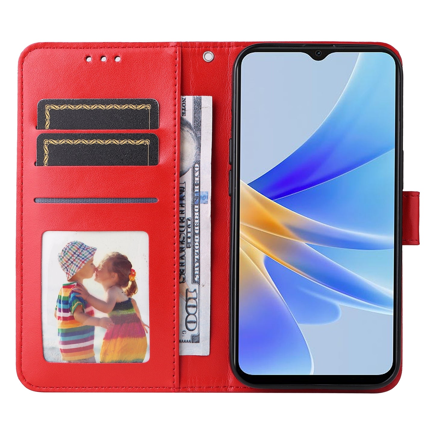 OPPO A17 Sunflower Embossed Leather Wallet Phone Case with Kickstand and Card Holder