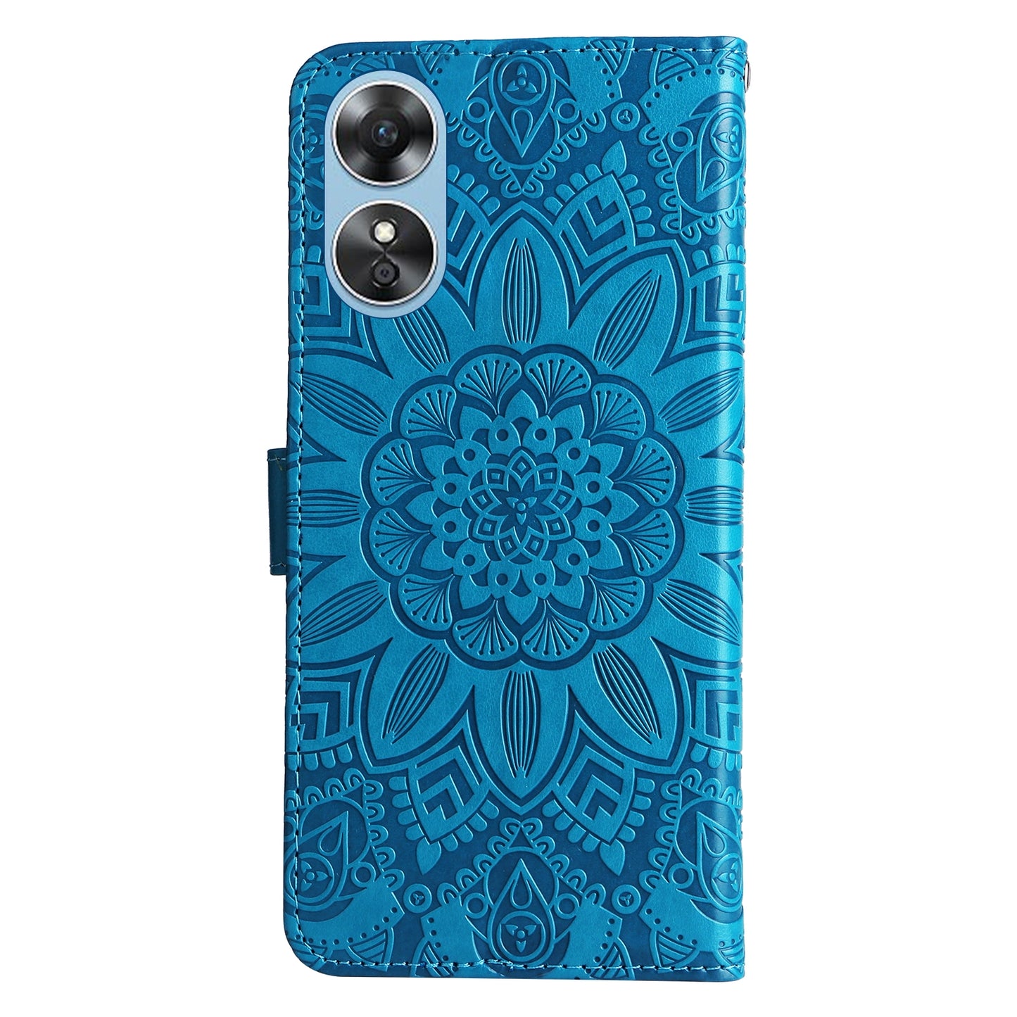 OPPO A17 Sunflower Embossed Leather Wallet Phone Case with Kickstand and Card Holder