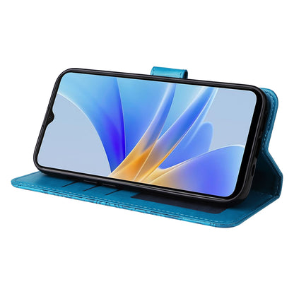 OPPO A17 Sunflower Embossed Leather Wallet Phone Case with Kickstand and Card Holder