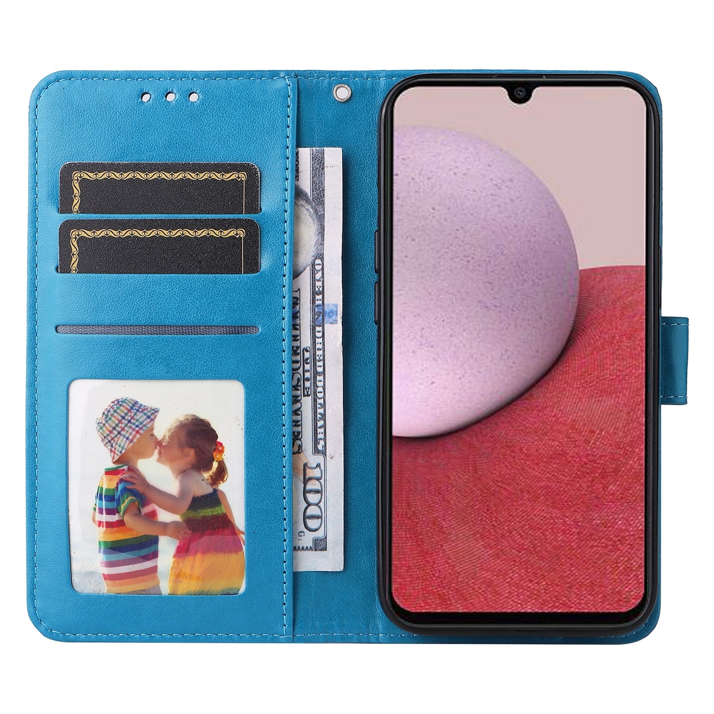 Samsung Galaxy A14 5G Sunflower Embossed Leather Wallet Phone Case with Kickstand and Card Holder