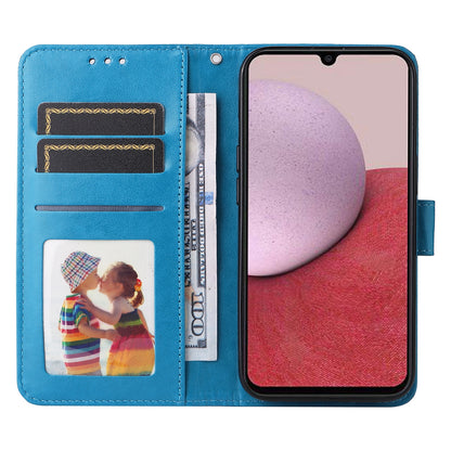 Samsung Galaxy A14 5G Sunflower Embossed Leather Wallet Phone Case with Kickstand and Card Holder