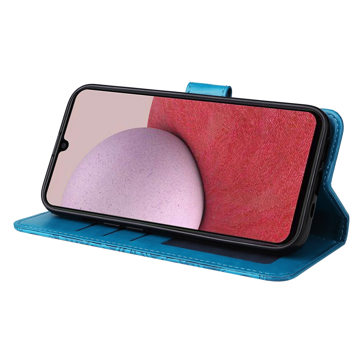 Samsung Galaxy A14 5G Sunflower Embossed Leather Wallet Phone Case with Kickstand and Card Holder