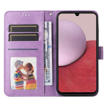 Samsung Galaxy A14 5G Sunflower Embossed Leather Wallet Phone Case with Kickstand and Card Holder