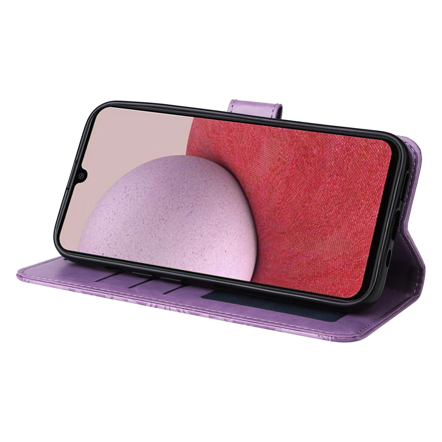 Samsung Galaxy A14 5G Sunflower Embossed Leather Wallet Phone Case with Kickstand and Card Holder