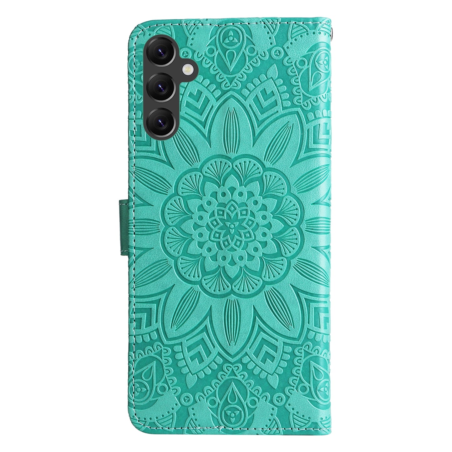 Samsung Galaxy A14 5G Sunflower Embossed Leather Wallet Phone Case with Kickstand and Card Holder