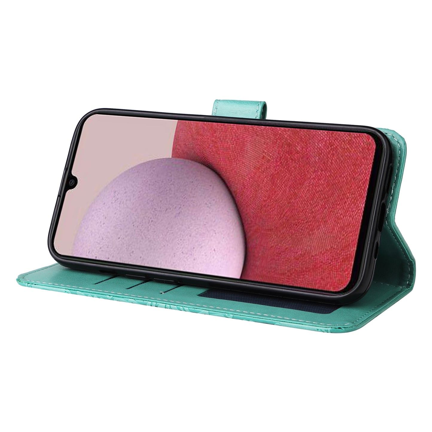 Samsung Galaxy A14 5G Sunflower Embossed Leather Wallet Phone Case with Kickstand and Card Holder