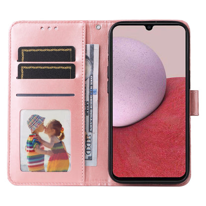 Samsung Galaxy A14 5G Sunflower Embossed Leather Wallet Phone Case with Kickstand and Card Holder