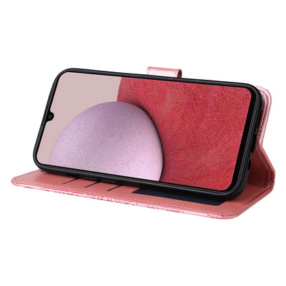 Samsung Galaxy A14 5G Sunflower Embossed Leather Wallet Phone Case with Kickstand and Card Holder