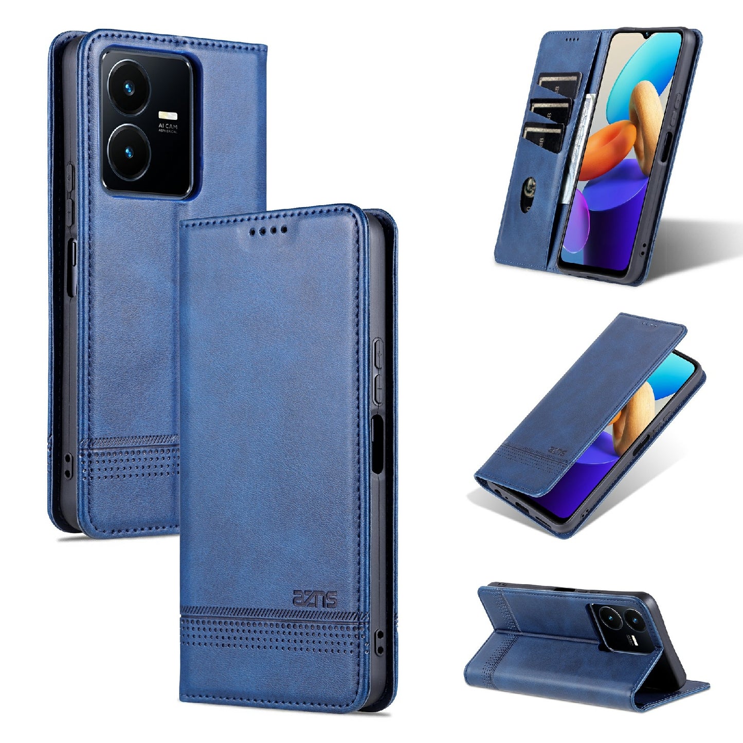 Vivo Y22/Y22s/Y35 4G Leather Wallet Case with Card Holder & Magnetic Closure