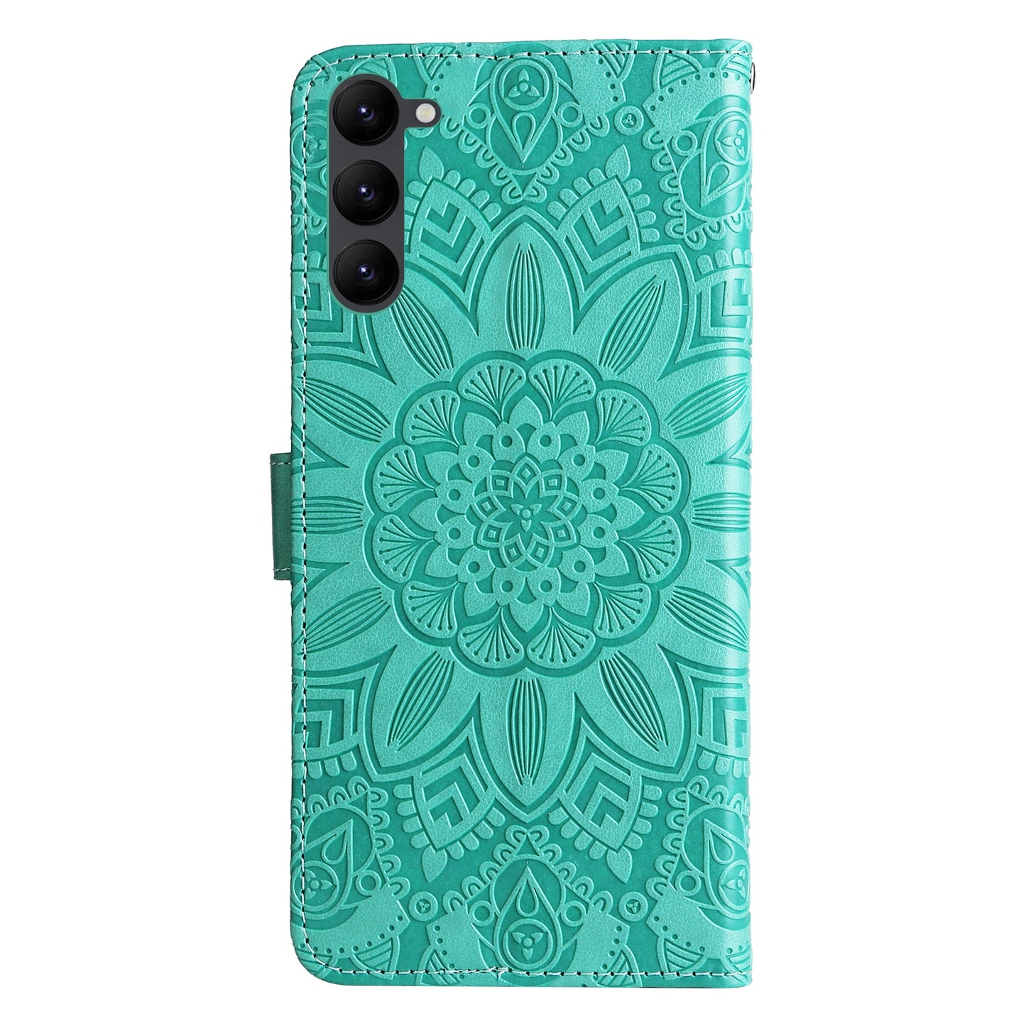 Samsung Galaxy S23 5G Sunflower Embossed Leather Wallet Phone Case with Kickstand and Card Holder