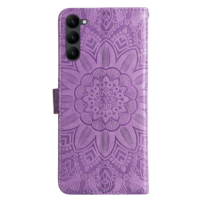 Samsung Galaxy S23 5G Sunflower Embossed Leather Wallet Phone Case with Kickstand and Card Holder