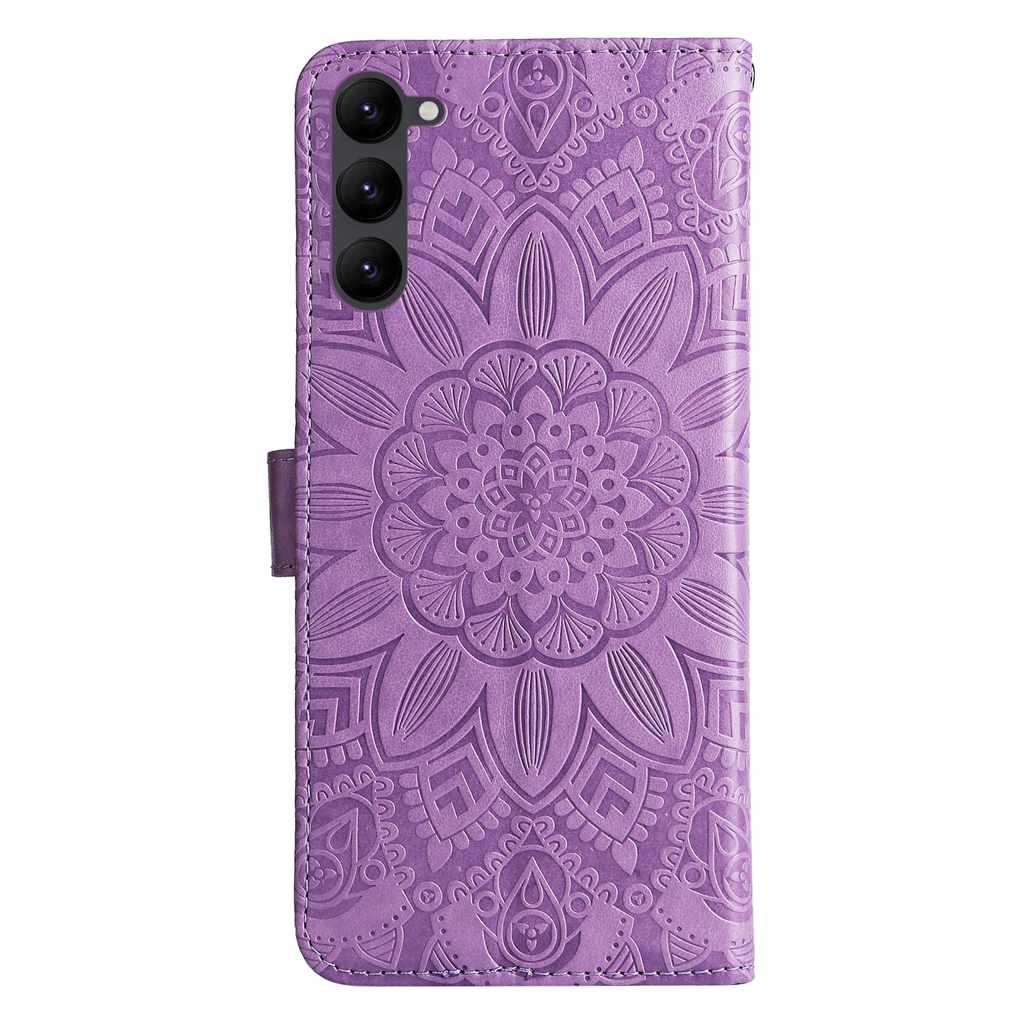 Samsung Galaxy S23+ 5G Sunflower Embossed Leather Wallet Phone Case with Kickstand and Card Holder