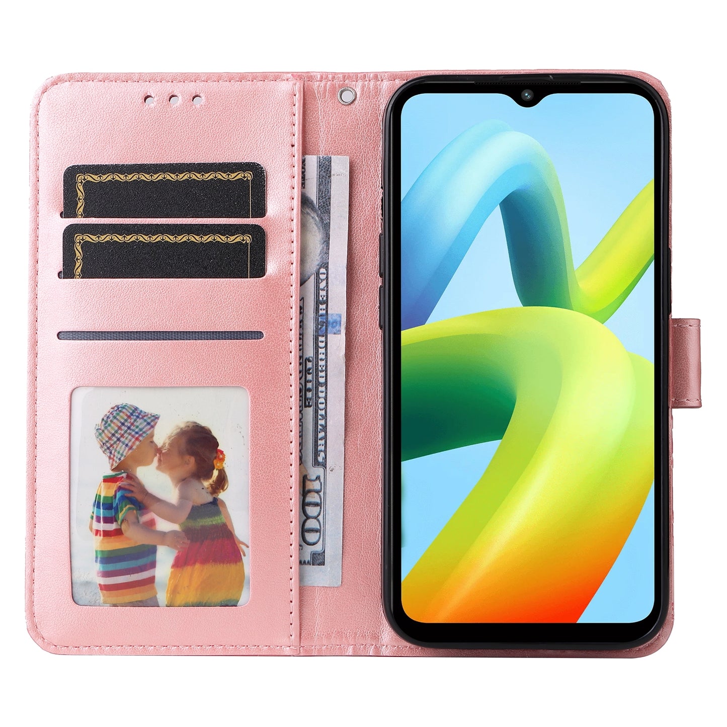 Xiaomi Redmi A1+ Sunflower Embossed Leather Wallet Phone Case with Kickstand and Card Holder