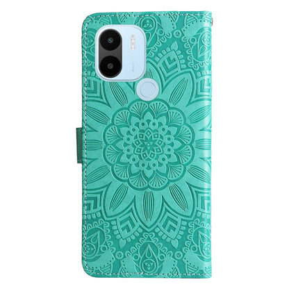 Xiaomi Redmi A1+ Sunflower Embossed Leather Wallet Phone Case with Kickstand and Card Holder