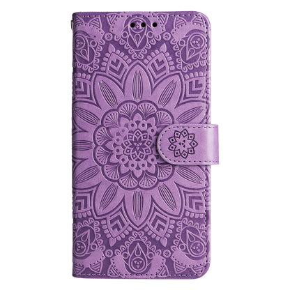 Xiaomi Redmi A1+ Sunflower Embossed Leather Wallet Phone Case with Kickstand and Card Holder