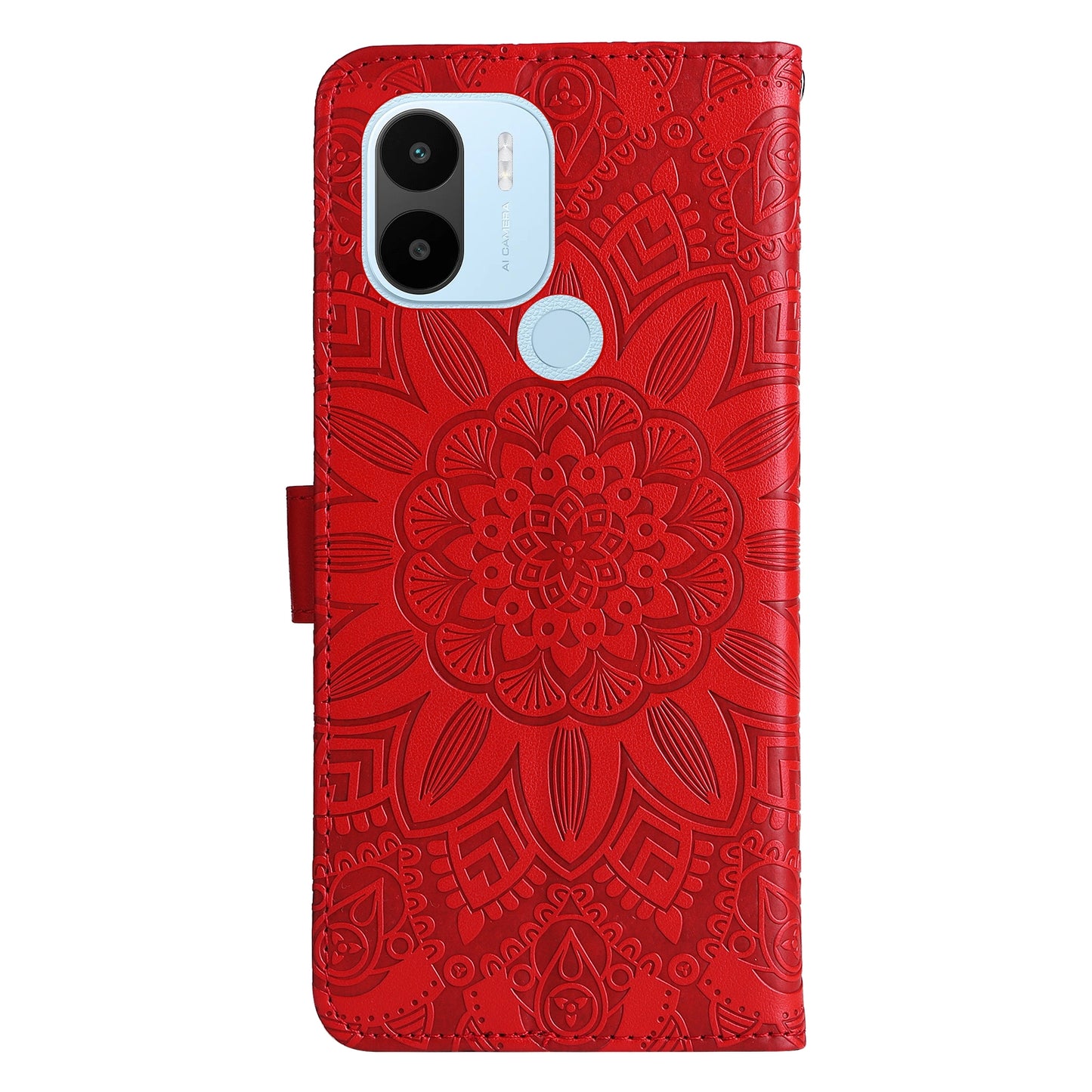 Xiaomi Redmi A1+ Sunflower Embossed Leather Wallet Phone Case with Kickstand and Card Holder