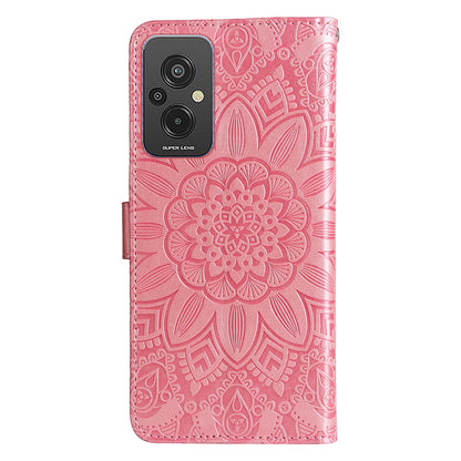 Xiaomi Redmi 11 Prime 4G Sunflower Embossed Leather Wallet Phone Case with Kickstand and Card Holder