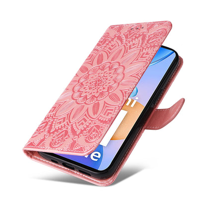 Xiaomi Redmi 11 Prime 4G Sunflower Embossed Leather Wallet Phone Case with Kickstand and Card Holder