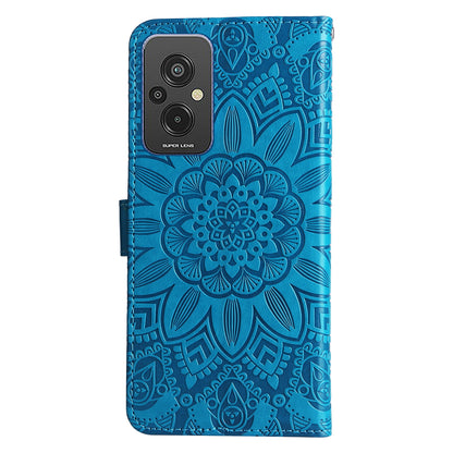 Xiaomi Redmi 11 Prime 4G Sunflower Embossed Leather Wallet Phone Case with Kickstand and Card Holder